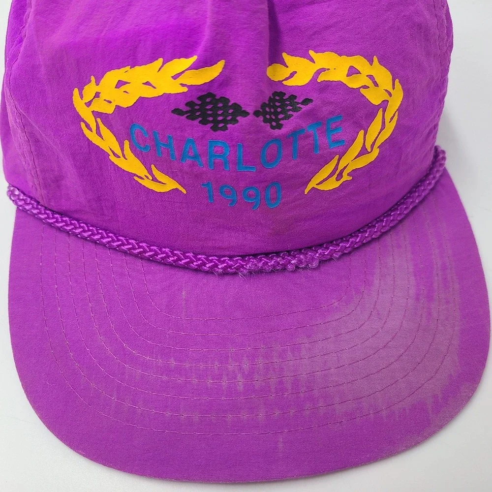 Vintage Charlotte‎ Motor Speedway Hat Adjustable Purple Rope 1990 Racing 90s Men